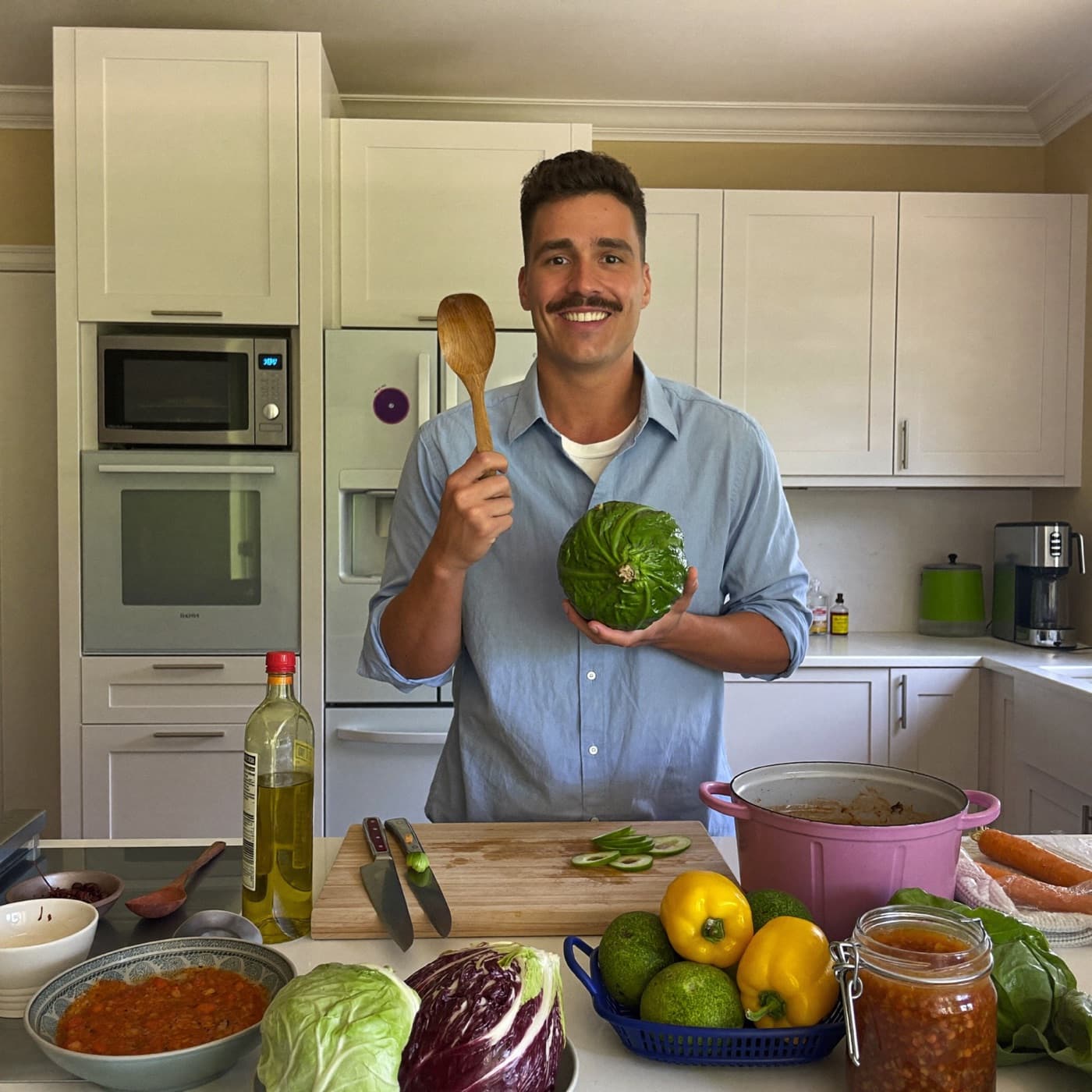 a home cook creator in his kitchen